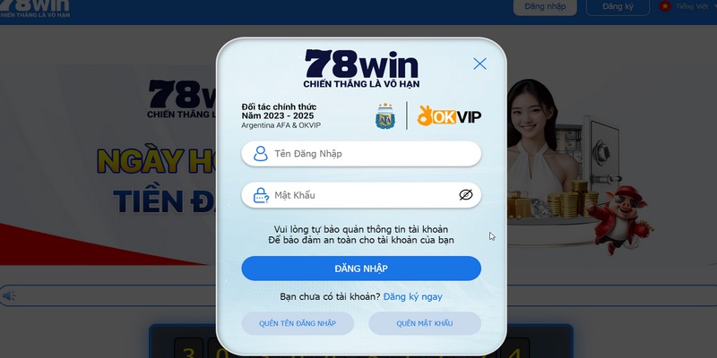 Tên đăng nhập và mật khẩu vào 78Win